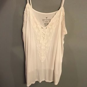Lace American Eagle White Tank
